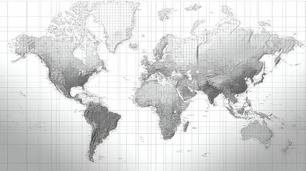 World Map Grey Scale Topography
