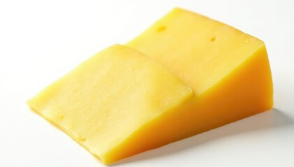 Close-up of sliced cheese, showing texture, pure white background, recipe, ingredient