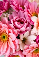 Fototapeta premium bunch of pink and white flowers in a vase