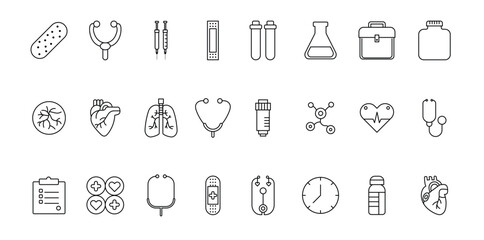 Medical essentials line art set