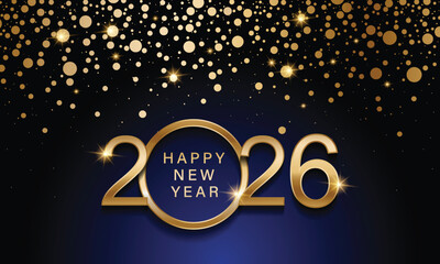 Naklejka premium 2026 Happy New Year Background Design. Greeting Card, Banner, Poster. Vector Illustration.