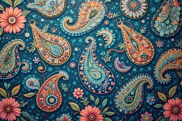 Fototapeta premium Subtle paisley pattern with muted colors and soft lines, design element, paisley