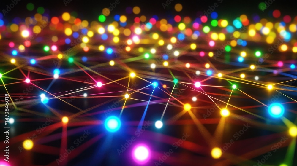 Poster an abstract representation of interconnected lights and networks shown