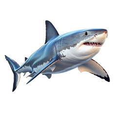 Obraz premium Majestic great white shark portrait in aquatic environment, predator of ocean