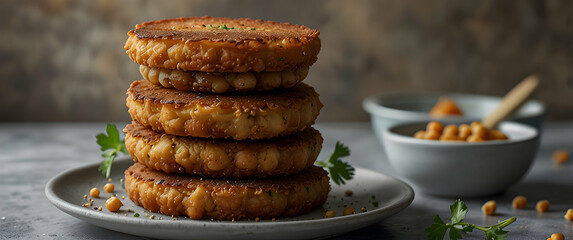 Fried Chickpea Patty Stack