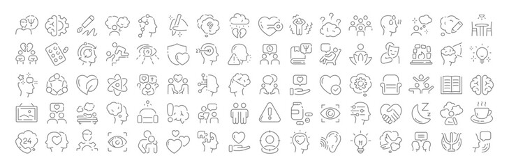 Psychology icons Brains minds and connections depicted