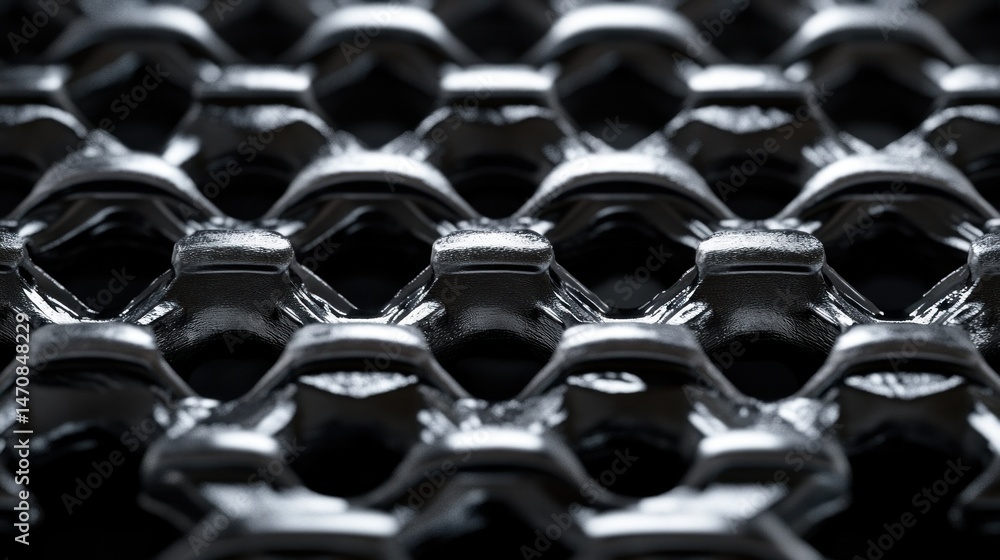 Poster the detailed image shows a metallic lattice structure close up