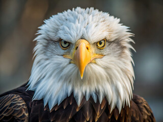 Obraz premium american bald eagle. eagle, bird, bald, bald eagle, animal, beak, wildlife, raptor, head, nature, portrait, eye, symbol, white, predator, bird of prey, feathers, america, feather, wild, majestic, usa,