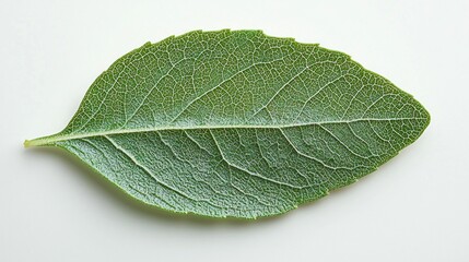 Close-Up View of a Fresh Green Leaf on a Light Background