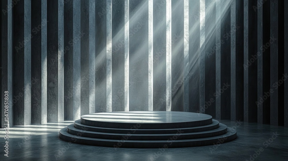 Poster modern minimalist stage with light rays in empty space