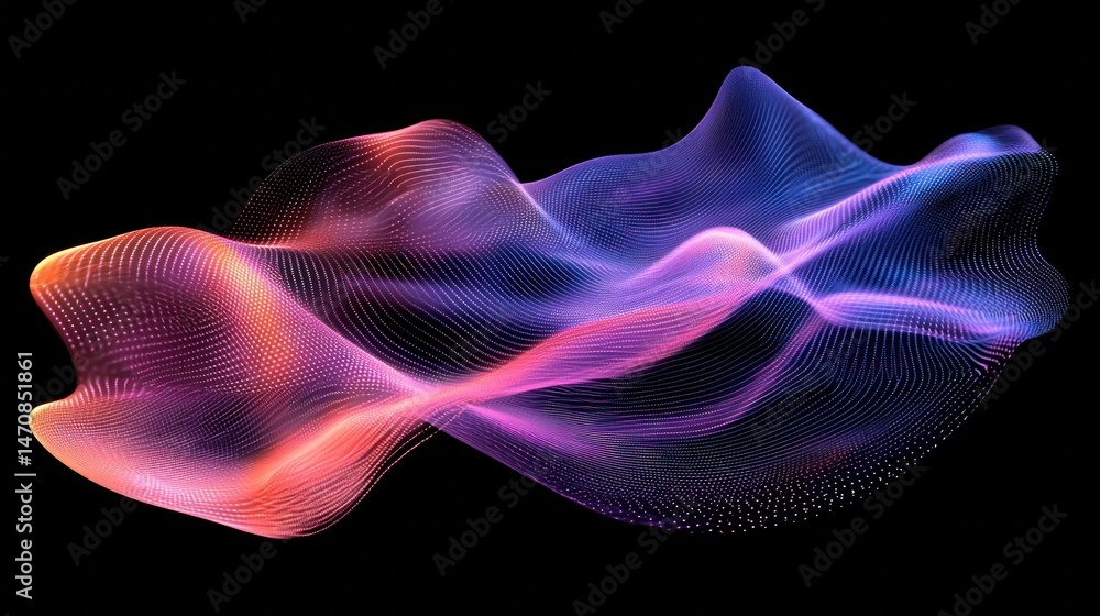 Poster abstract wave pattern with colorful flowing lines on black background