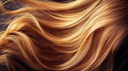 Naklejka premium Flowing strands of golden hair against a dark backdrop