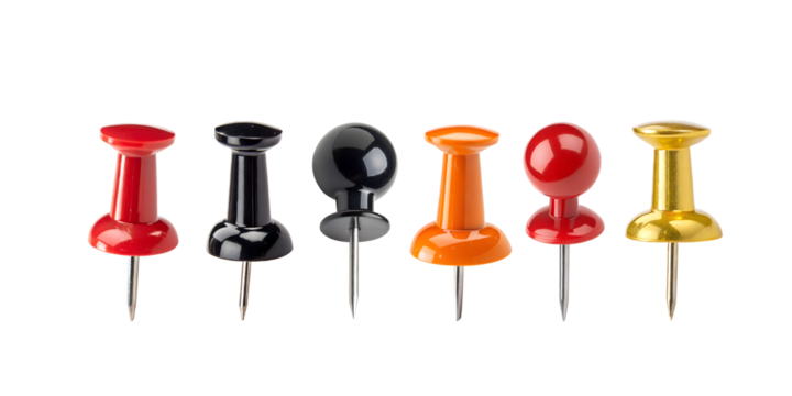 push pins isolated transparent background, push pin set, 
