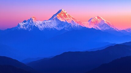 Majestic mountains with vibrant colors in the evening sky