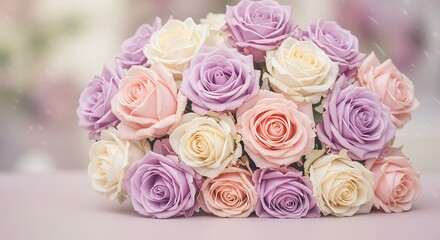 Obraz premium Pastel rose bouquet soft romantic serene