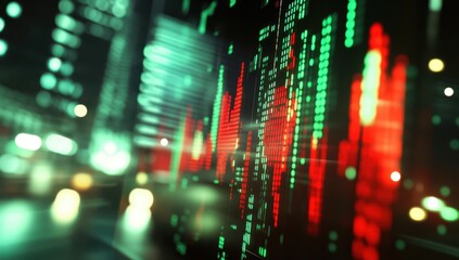 Nighttime stock market data display