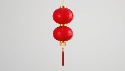 Celebrating cultural heritage with festive red lanterns in a minimalist studio setting