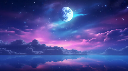night sky with moon and stars