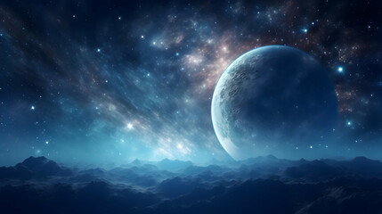 Fototapeta premium night sky with moon and stars