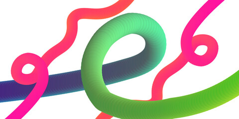 Abstract Color Background with Dynamic Gradient Lines. Vector 3d Curve Ribbons. Wavy Rainbow Graphic Design