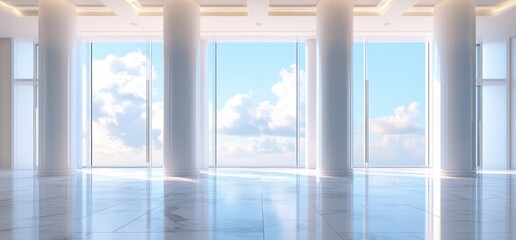 Fototapeta premium Spacious, Modern Lobby with Panoramic Views