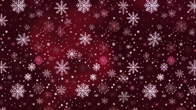 An elegant backdrop showcases a maroon background adorned with a variety of snowflakes and small dots. The overall impression is sophisticated and suitable for winter-themed projects.