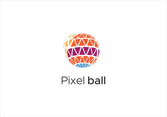 Modern Geometric “Pixel Ball” Logo – Colorful Digital Sphere Design