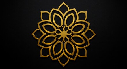 Gold Lotus Flower Mandala on Black
