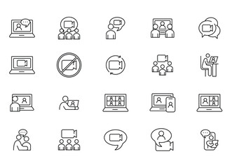 Online communications icons for remote working