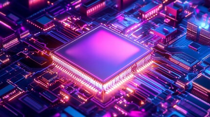 Obraz premium Illuminated Circuit Board: The Heart of Modern Technology and Innovation