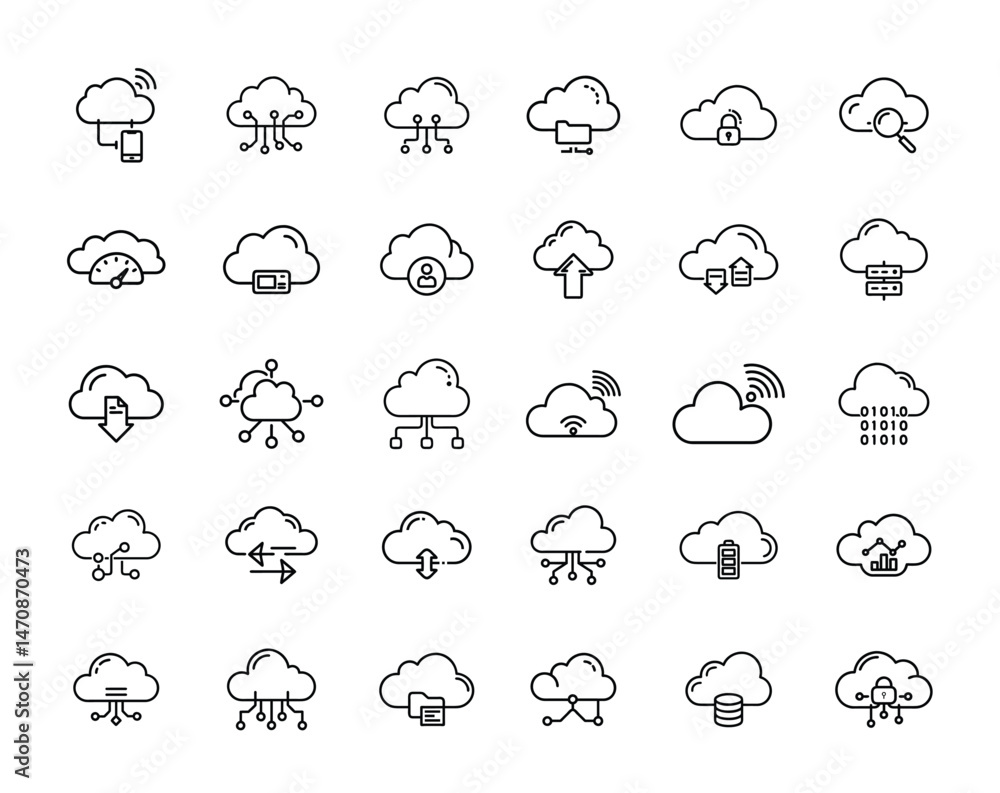 Poster cloud computing service icons seamless array
