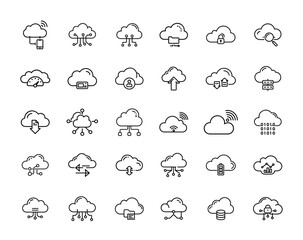 Cloud computing service icons seamless array