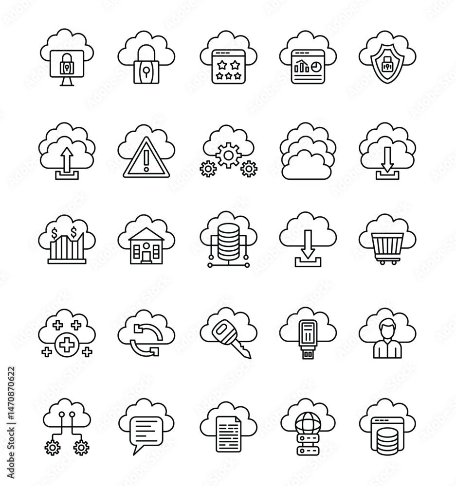 Poster cloud computing diverse tech icons