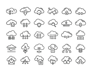 Cloud Computing Icons Collection Digital Data Management