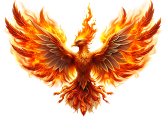  phoenix bird in flames isolated on white background  PNG , AI GENERATED