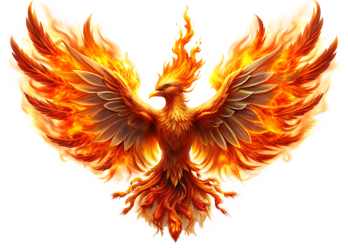  phoenix bird in flames isolated on white background  PNG , AI GENERATED