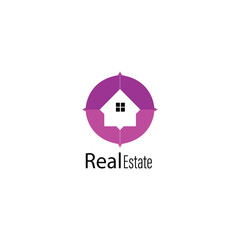 Real Estate Logo – Modern House Symbol with Location Pointer Icon