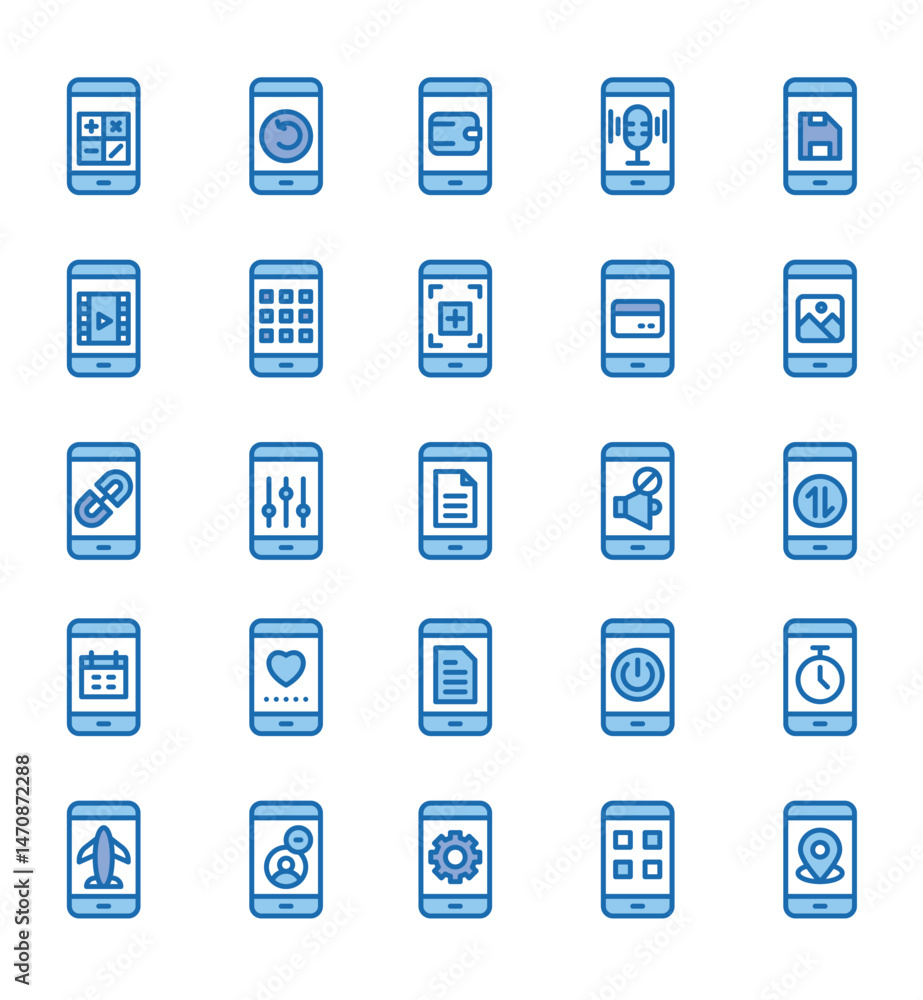 Poster mobile apps displaying various icons