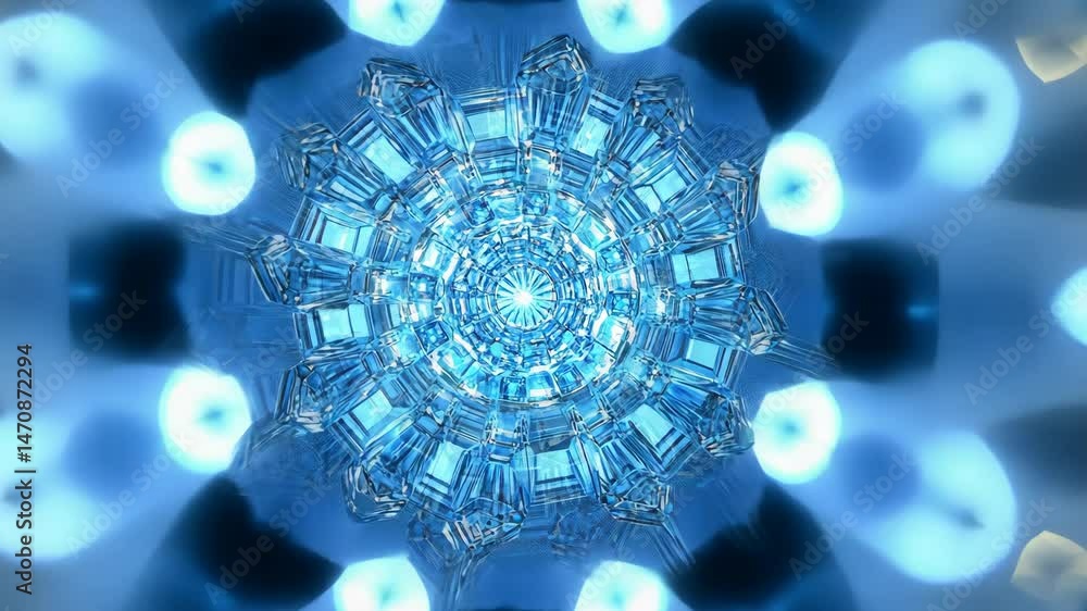 Poster mesmerizing abstract design of blue crystal patterns radiates light, creating stunning visual