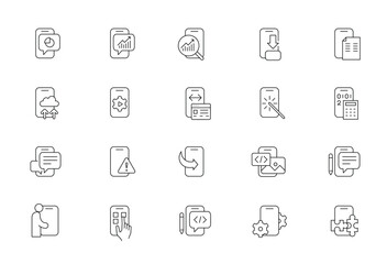 Mobile device app functionality icons collection
