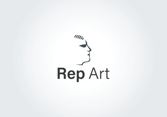 Creative Rep Art Logo Featuring Profile Face and Digital Brush Strokes