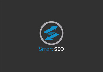 Modern Smart SEO Logo with Circular Arrows and Blue Accents