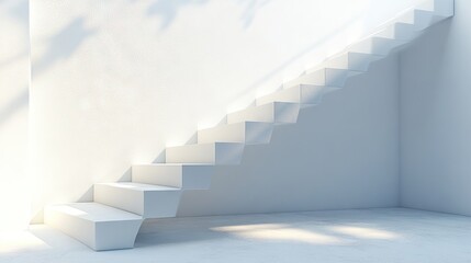 Modern white staircase in a minimalist interior.