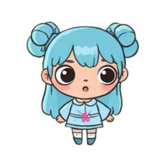 little girl in a blue dress