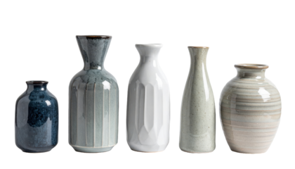 unique modern japandi vases collection on white background 