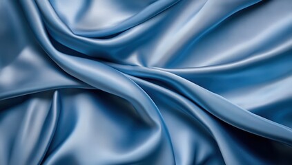 Fototapeta premium Elegant Draped Blue Silk Fabric