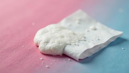 Close-up of white phlegm on a tissue, signifying a cough , bacteria, medical, detail
