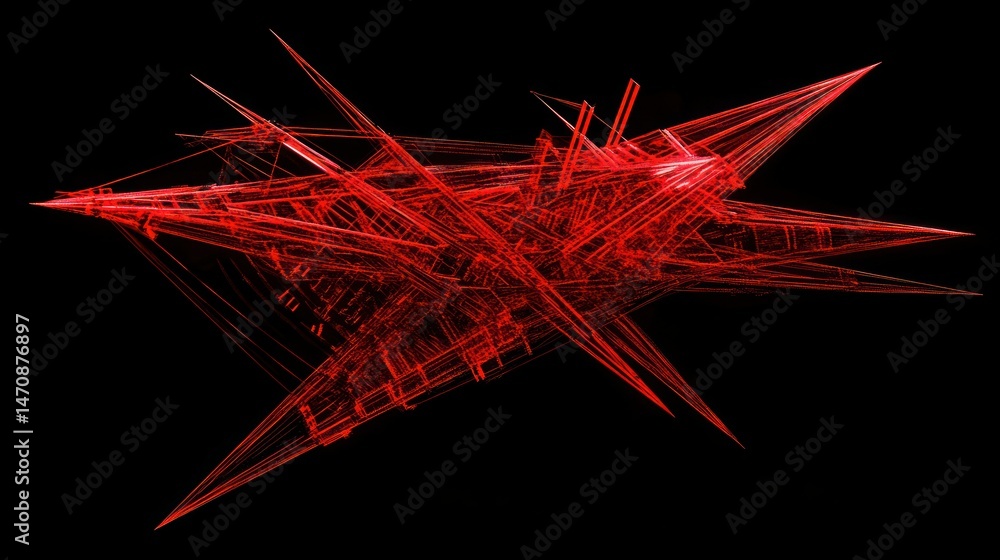 Aufkleber a complex abstract digital rendering of intersecting red lines