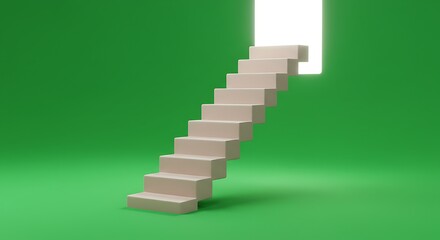 Obraz premium vector cartoon heavenly staircase leading up into light, spiritual ascension icon, centered on green screen 