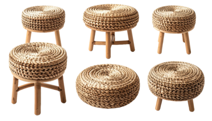 Woven Stool Accent collection on white background 